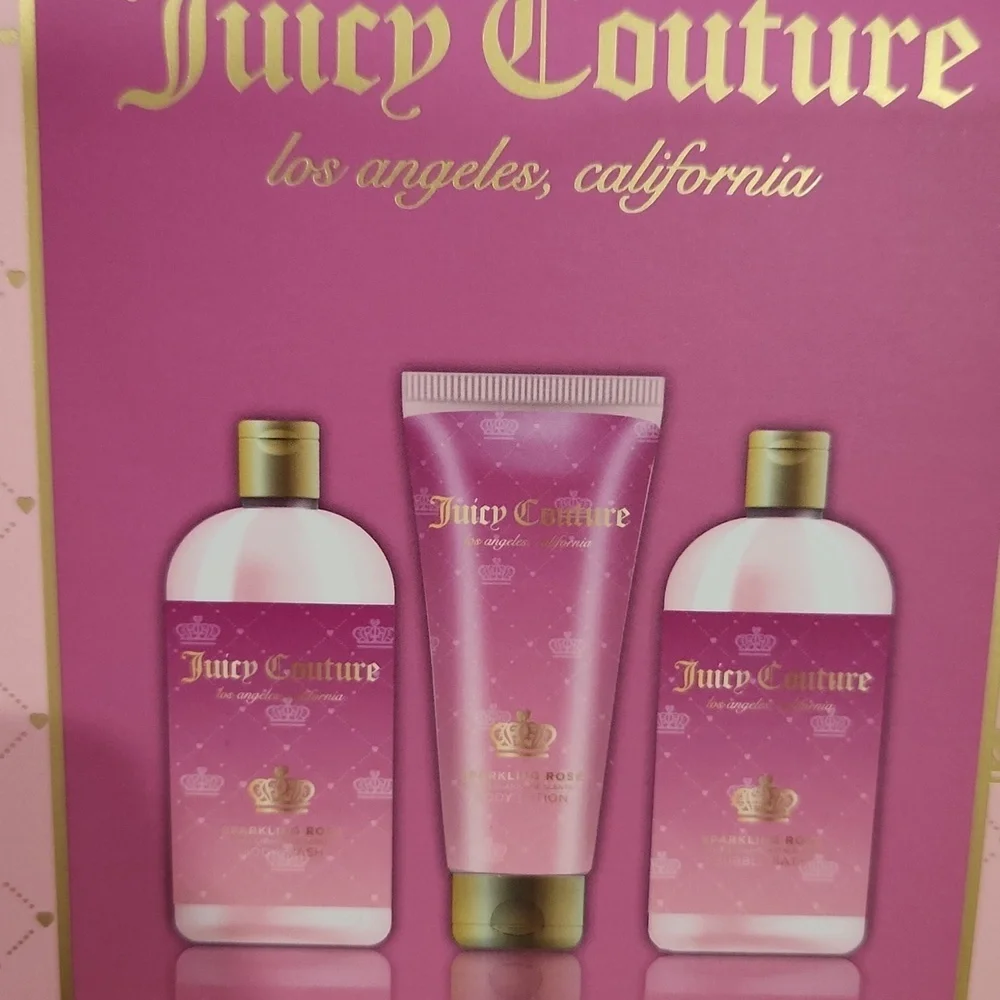 💕▪️Juicy Couture▪️ Pink Body Set Body Wash Body Lotion Bubble Bath New In Box
